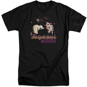 AN OFFCIALLY LICENSED ELVIS PRESLEY SUSPICIOUS MINDS MEN'S TALL FIT T-SHIRT BLACK