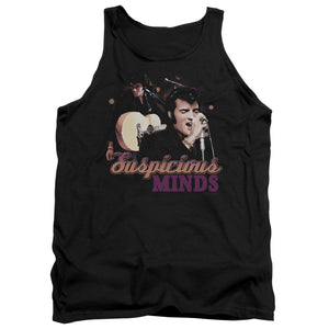 AN OFFCIALLY LICENSED ELVIS PRESLEY SUSPICIOUS MINDS ADULT UNISEX TANK TOP BLACK