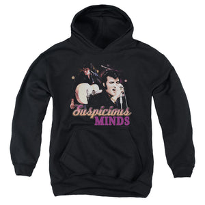 AN OFFCIALLY LICENSED ELVIS PRESLEY SUSPICIOUS MINDS YOUTH HOODIE BLACK