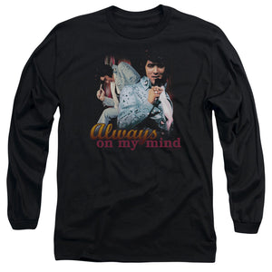 AN OFFCIALLY LICENSED ELVIS PRESLEY ALWAYS ON MY MIND MEN'S LONG SLEEVE T-SHIRT BLACK