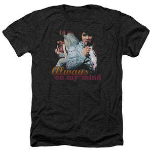 AN OFFCIALLY LICENSED ELVIS PRESLEY ALWAYS ON MY MIND MEN'S HEATHER T-SHIRT CHARCOAL
