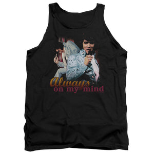 AN OFFCIALLY LICENSED ELVIS PRESLEY ALWAYS ON MY MIND ADULT UNISEX TANK TOP BLACK