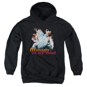 AN OFFCIALLY LICENSED ELVIS PRESLEY ALWAYS ON MY MIND YOUTH HOODIE BLACK