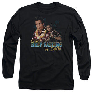 AN OFFCIALLY LICENSED ELVIS PRESLEY CANT HELP FALLING MEN'S LONG SLEEVE T-SHIRT BLACK