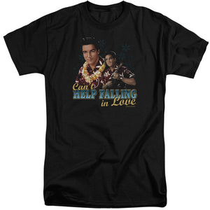 AN OFFCIALLY LICENSED ELVIS PRESLEY CANT HELP FALLING MEN'S TALL FIT T-SHIRT BLACK