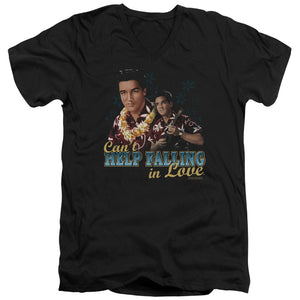 AN OFFCIALLY LICENSED ELVIS PRESLEY CANT HELP FALLING MEN'S V-NECK T-SHIRT BLACK