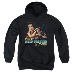 AN OFFCIALLY LICENSED ELVIS PRESLEY CANT HELP FALLING YOUTH HOODIE BLACK