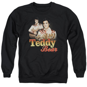 AN OFFCIALLY LICENSED ELVIS PRESLEY TEDDY BEAR ADULT UNISEX CREWNECK SWEATSHIRT BLACK