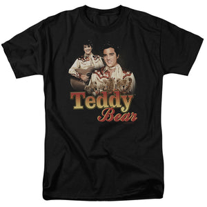 AN OFFCIALLY LICENSED ELVIS PRESLEY TEDDY BEAR MEN'S REGULAR FIT T-SHIRT BLACK