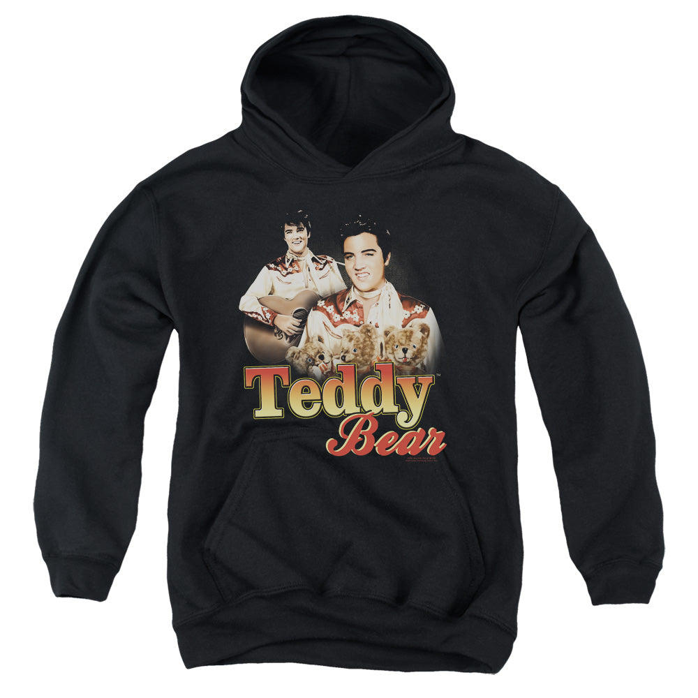 AN OFFCIALLY LICENSED ELVIS PRESLEY TEDDY BEAR YOUTH HOODIE BLACK