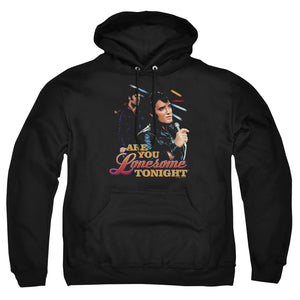 AN OFFCIALLY LICENSED ELVIS PRESLEY ARE YOU LONESOME ADULT UNISEX PULLOVER HOODIE BLACK