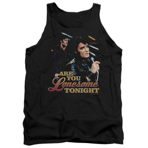 AN OFFCIALLY LICENSED ELVIS PRESLEY ARE YOU LONESOME ADULT UNISEX TANK TOP BLACK