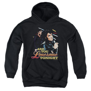 AN OFFCIALLY LICENSED ELVIS PRESLEY ARE YOU LONESOME YOUTH HOODIE BLACK