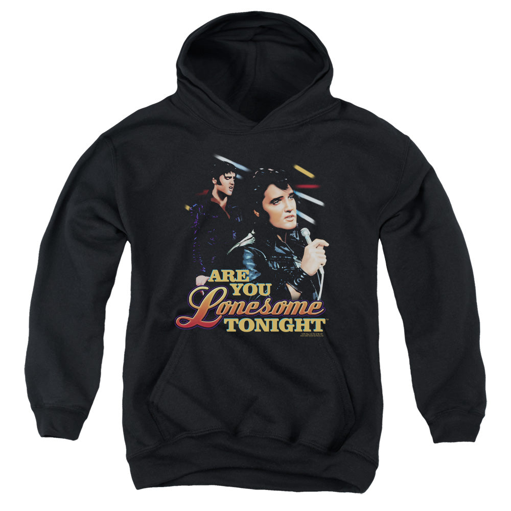 AN OFFCIALLY LICENSED ELVIS PRESLEY ARE YOU LONESOME YOUTH HOODIE BLACK
