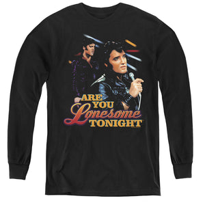 AN OFFCIALLY LICENSED ELVIS PRESLEY ARE YOU LONESOME YOUTH LONG SLEEVE T-SHIRT BLACK