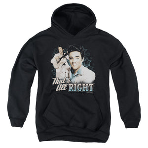 AN OFFCIALLY LICENSED ELVIS PRESLEY THATS ALL RIGHT YOUTH HOODIE BLACK