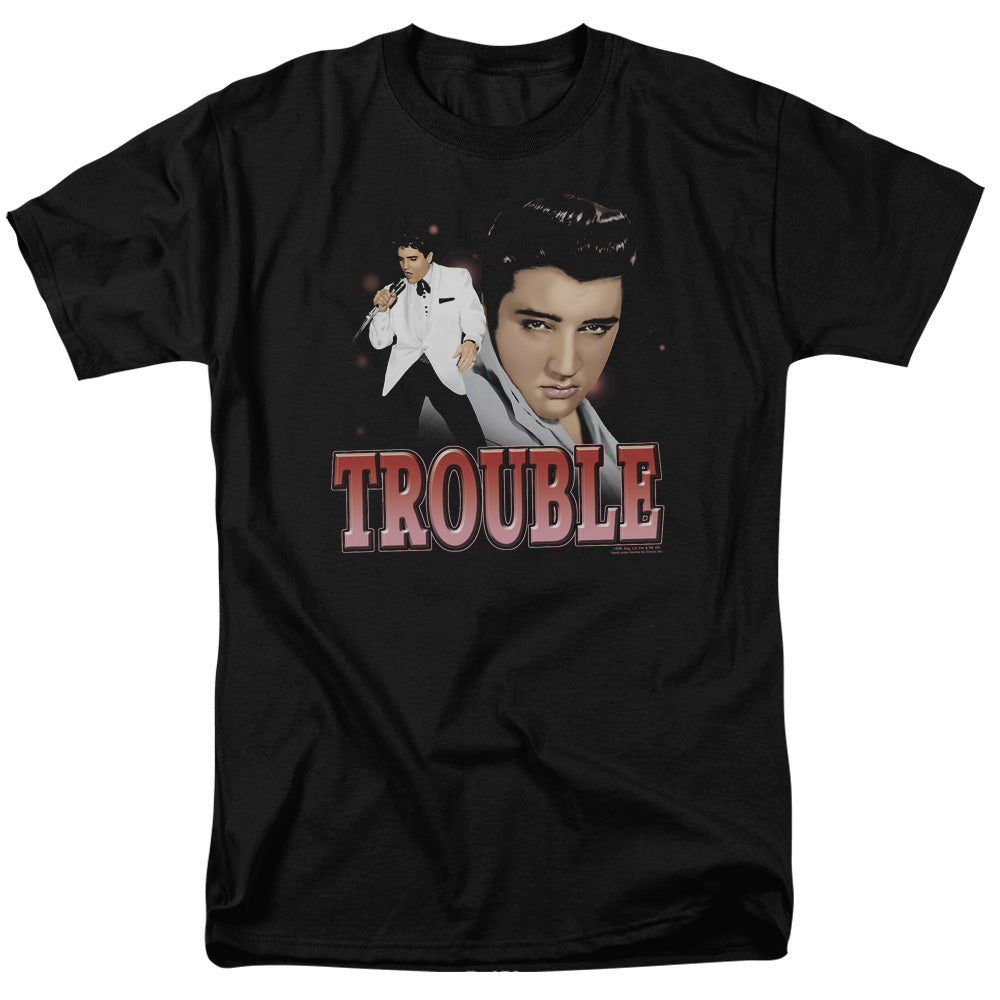 AN OFFCIALLY LICENSED ELVIS PRESLEY TROUBLE MEN'S REGULAR FIT T-SHIRT BLACK