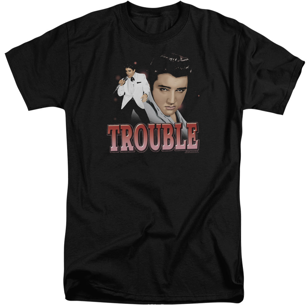 AN OFFCIALLY LICENSED ELVIS PRESLEY TROUBLE MEN'S TALL FIT T-SHIRT BLACK