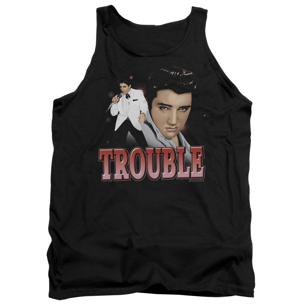 AN OFFCIALLY LICENSED ELVIS PRESLEY TROUBLE ADULT UNISEX TANK TOP BLACK