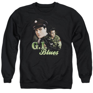 AN OFFCIALLY LICENSED ELVIS PRESLEY G I BLUES ADULT UNISEX CREWNECK SWEATSHIRT BLACK