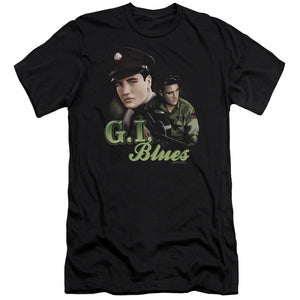 AN OFFCIALLY LICENSED ELVIS PRESLEY G I BLUES MEN'S PREMIUM SLIM FIT T-SHIRT BLACK