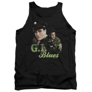 AN OFFCIALLY LICENSED ELVIS PRESLEY G I BLUES ADULT UNISEX TANK TOP BLACK