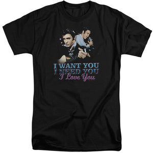 AN OFFCIALLY LICENSED ELVIS PRESLEY I WANT YOU MEN'S TALL FIT T-SHIRT BLACK