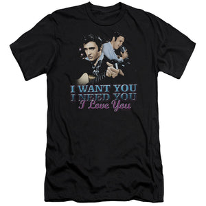 AN OFFCIALLY LICENSED ELVIS PRESLEY I WANT YOU MEN'S PREMIUM SLIM FIT T-SHIRT BLACK