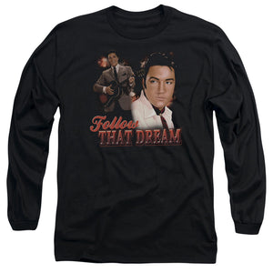 AN OFFCIALLY LICENSED ELVIS PRESLEY FOLLOW THAT DREAM MEN'S LONG SLEEVE T-SHIRT BLACK