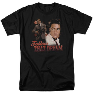 AN OFFCIALLY LICENSED ELVIS PRESLEY FOLLOW THAT DREAM MEN'S REGULAR FIT T-SHIRT BLACK