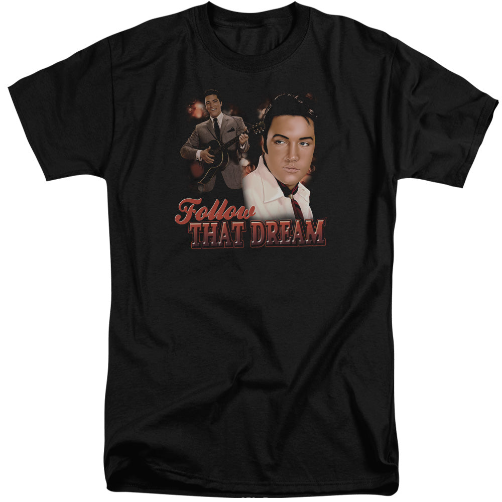 AN OFFCIALLY LICENSED ELVIS PRESLEY FOLLOW THAT DREAM MEN'S TALL FIT T-SHIRT BLACK