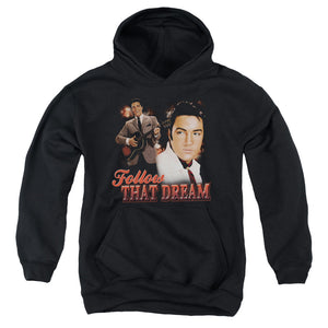 AN OFFCIALLY LICENSED ELVIS PRESLEY FOLLOW THAT DREAM YOUTH HOODIE BLACK