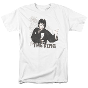 AN OFFCIALLY LICENSED ELVIS PRESLEY FIGHTING KING MEN'S REGULAR FIT T-SHIRT WHITE