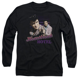 AN OFFCIALLY LICENSED ELVIS PRESLEY HEARTBREAK HOTEL MEN'S LONG SLEEVE T-SHIRT BLACK