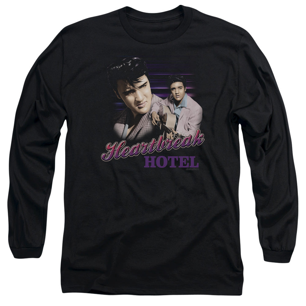 AN OFFCIALLY LICENSED ELVIS PRESLEY HEARTBREAK HOTEL MEN'S LONG SLEEVE T-SHIRT BLACK