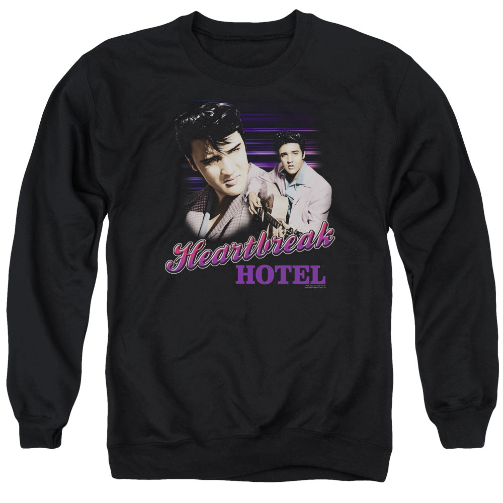 AN OFFCIALLY LICENSED ELVIS PRESLEY HEARTBREAK HOTEL ADULT UNISEX CREWNECK SWEATSHIRT BLACK