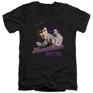 AN OFFCIALLY LICENSED ELVIS PRESLEY HEARTBREAK HOTEL MEN'S V-NECK T-SHIRT BLACK