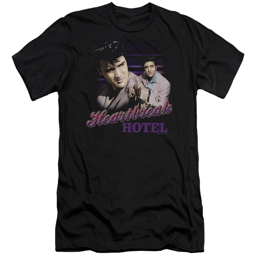 AN OFFCIALLY LICENSED ELVIS PRESLEY HEARTBREAK HOTEL MEN'S PREMIUM SLIM FIT T-SHIRT BLACK