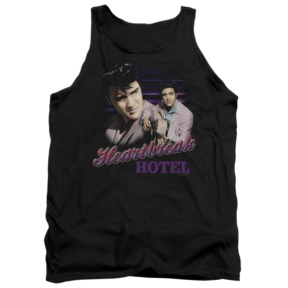 AN OFFCIALLY LICENSED ELVIS PRESLEY HEARTBREAK HOTEL ADULT UNISEX TANK TOP BLACK