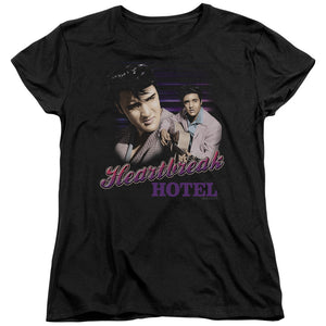 AN OFFCIALLY LICENSED ELVIS PRESLEY HEARTBREAK HOTEL WOMEN'S REGULAR FIT T-SHIRT BLACK
