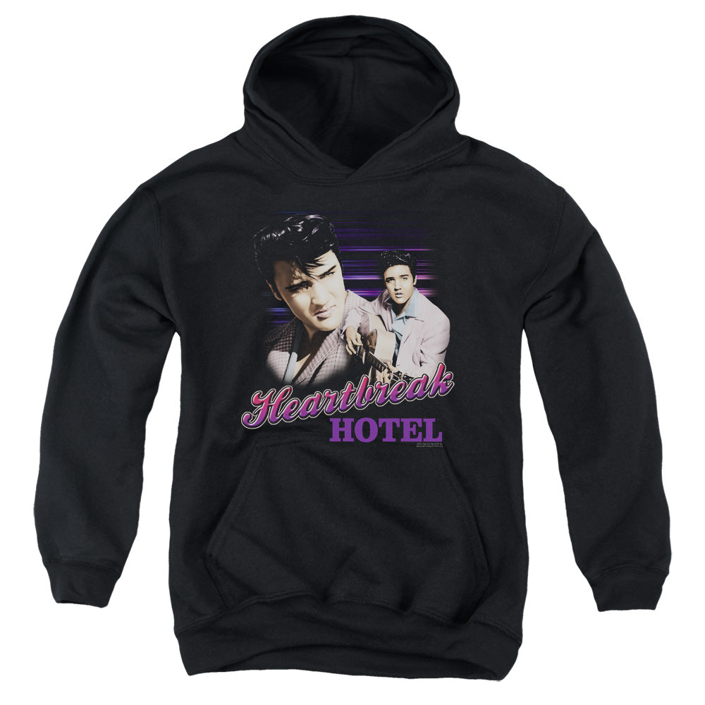 AN OFFCIALLY LICENSED ELVIS PRESLEY HEARTBREAK HOTEL YOUTH HOODIE BLACK