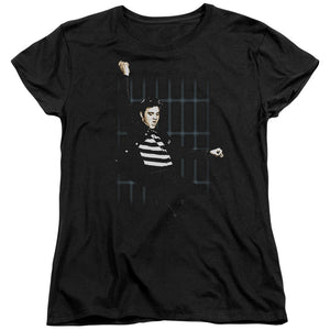 AN OFFCIALLY LICENSED ELVIS PRESLEY BLUE BARS WOMEN'S REGULAR FIT T-SHIRT BLACK