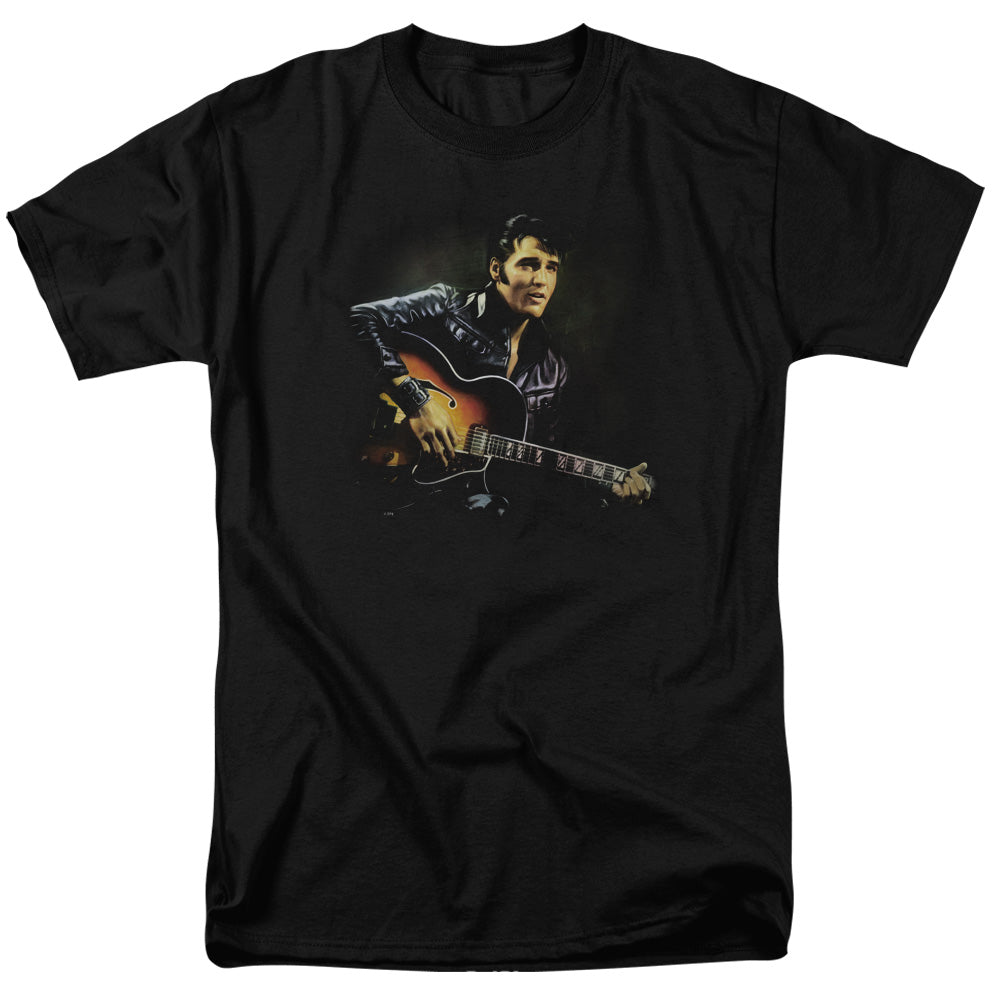 AN OFFCIALLY LICENSED ELVIS PRESLEY 1968 MEN'S REGULAR FIT T-SHIRT BLACK