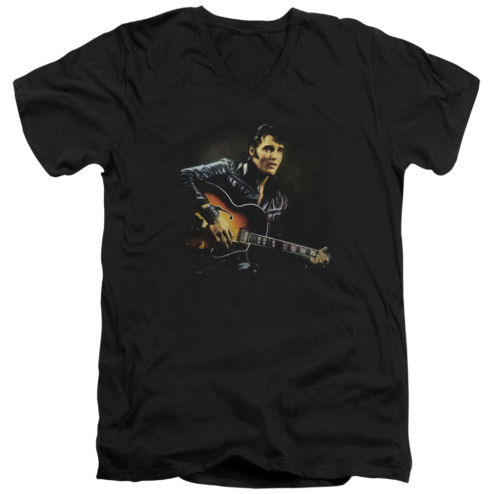 AN OFFCIALLY LICENSED ELVIS PRESLEY 1968 MEN'S V-NECK T-SHIRT BLACK