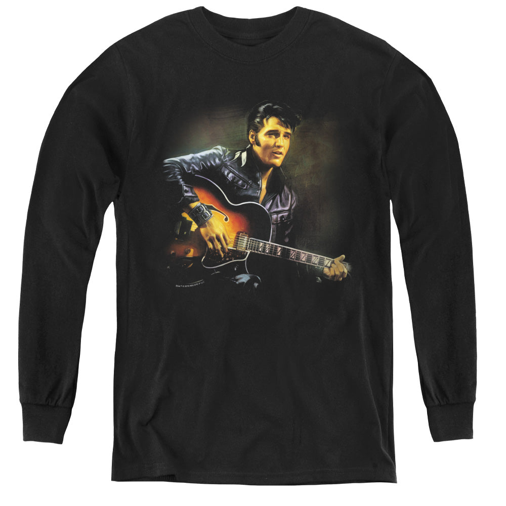 AN OFFCIALLY LICENSED ELVIS PRESLEY 1968 YOUTH LONG SLEEVE T-SHIRT BLACK