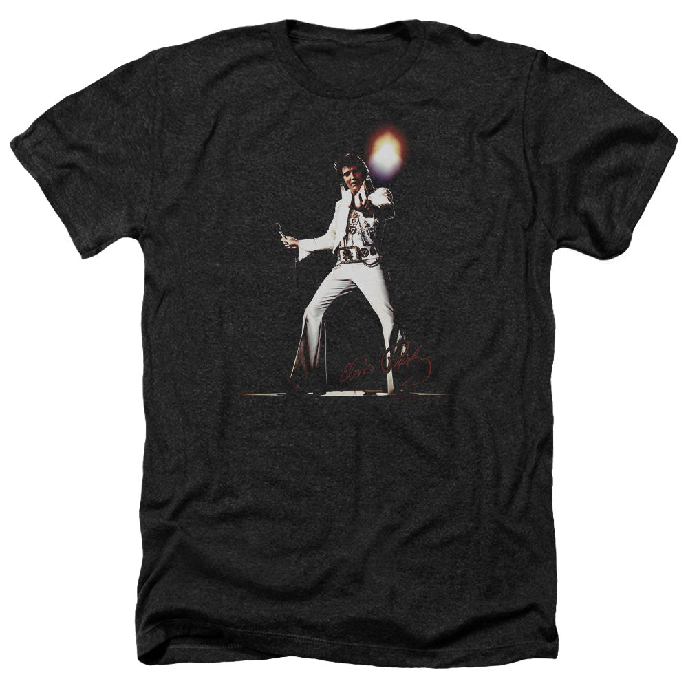 AN OFFCIALLY LICENSED ELVIS PRESLEY GLORIOUS MEN'S HEATHER T-SHIRT CHARCOAL