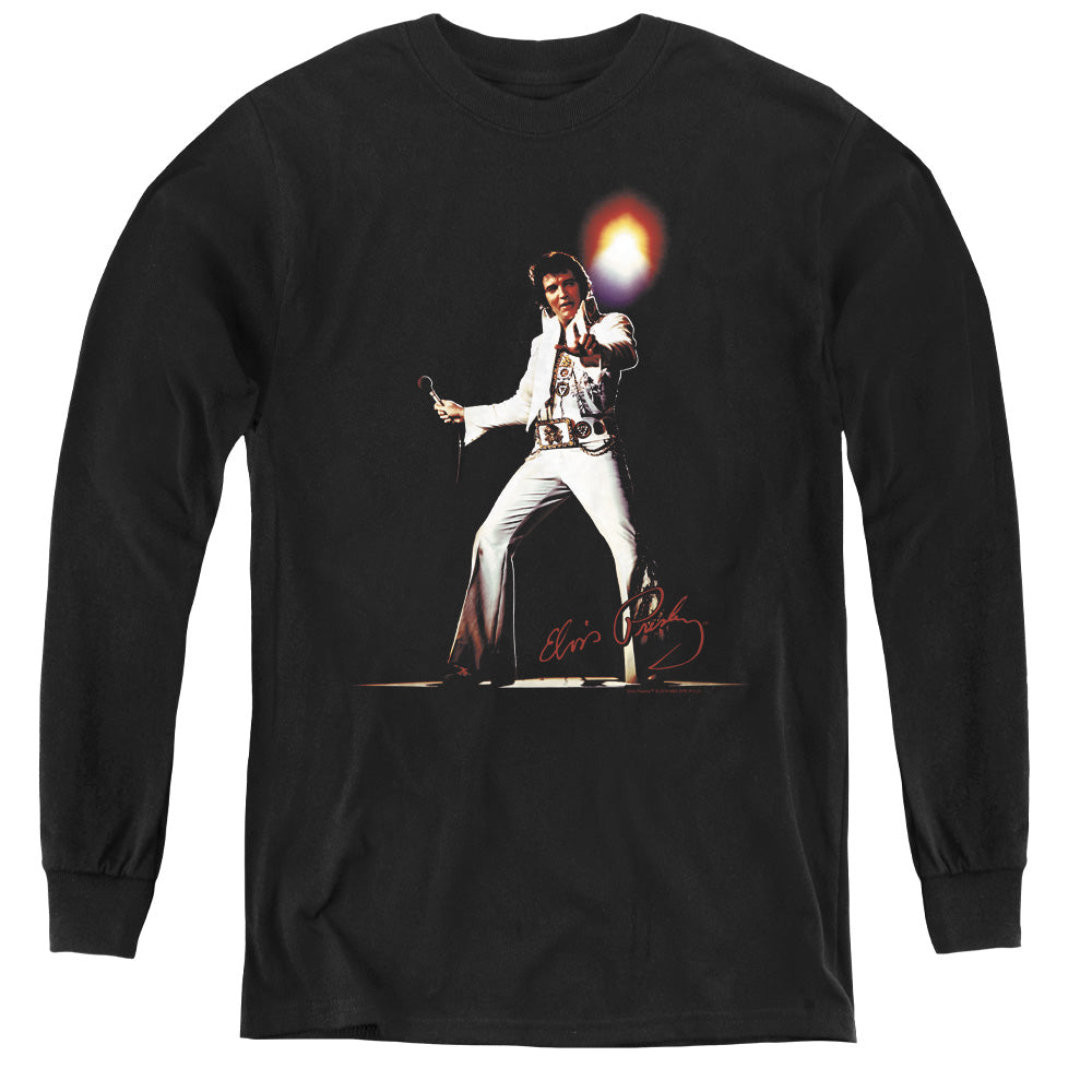 AN OFFCIALLY LICENSED ELVIS PRESLEY GLORIOUS YOUTH LONG SLEEVE T-SHIRT BLACK