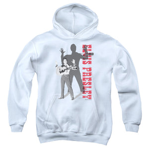 AN OFFCIALLY LICENSED ELVIS PRESLEY LOOK NO HANDS YOUTH HOODIE WHITE