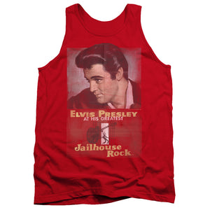AN OFFCIALLY LICENSED ELVIS PRESLEY JAILHOUSE ROCK POSTER ADULT UNISEX TANK TOP RED
