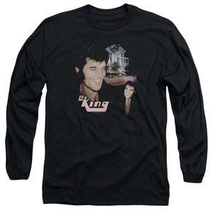 AN OFFCIALLY LICENSED ELVIS PRESLEY HOME SWEET HOME MEN'S LONG SLEEVE T-SHIRT BLACK